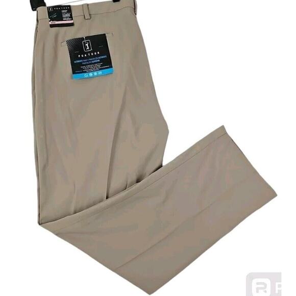 PGATOU ~Men 40×32~Beige/Khaki Flat Front Golf Ultimate Pant Comfort Closure NWT - Picture 2 of 10